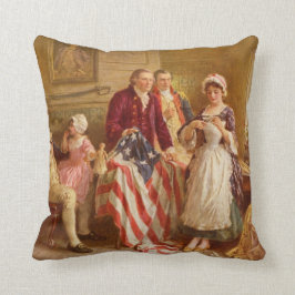 Betsy Ross Sewing the American Flagga Pillow Kudde