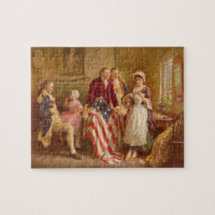 Betsy Ross Sewing the American Flagga Puzzle Pussel