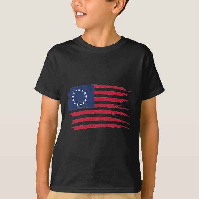 Betsy Ross Shirt 4:e juli amerikanska Flagga 1776  T (Framsida)
