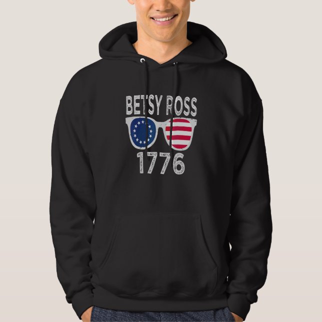 Betsy Ross Shirt 4:e juli amerikanska Flagga Sungl Hoodie (Framsida)