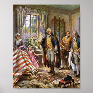 Betsy Ross Shows George Washington American Flagga Poster