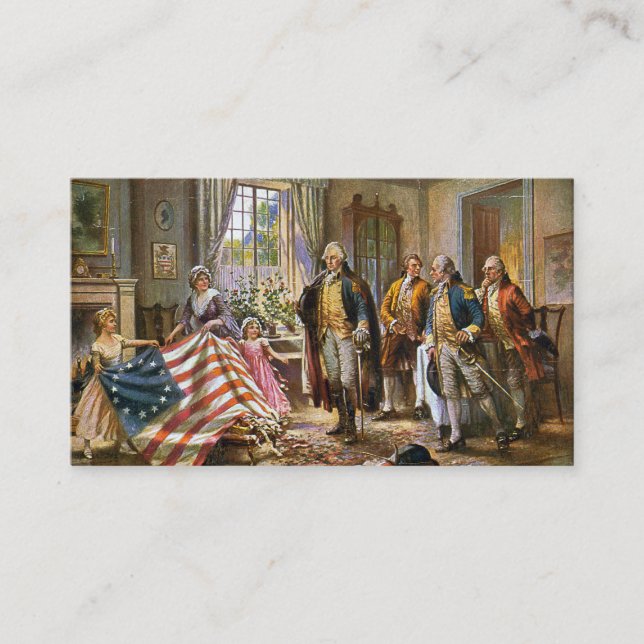 Betsy Ross Shows George Washington American Flagga Visitkort (Framsida)