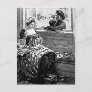 Betsy Ross skapar den första flagga_Krig-bilden Vykort