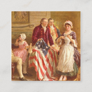 Betsy Ross USA 1777 av Jean Leon Gerome Ferris Fyrkantigt Visitkort