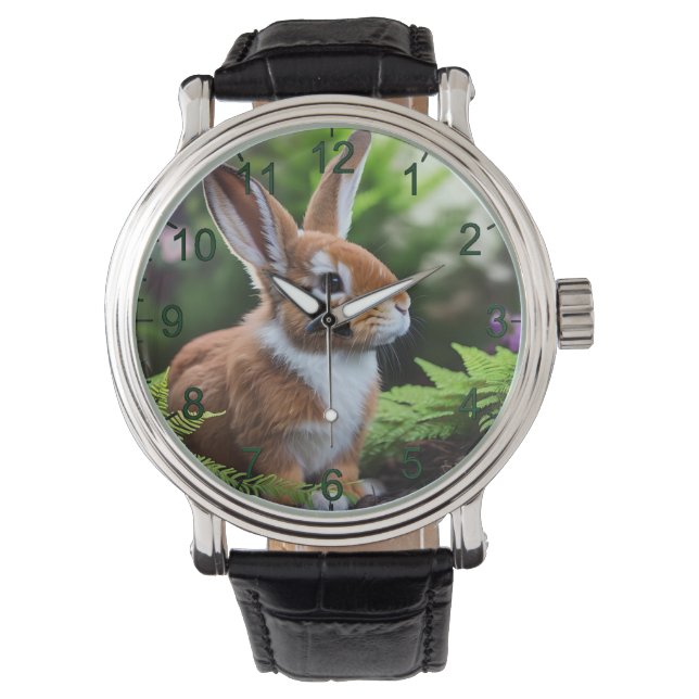 "Betsy the Bunny: A Sweet Brown and White Delight" Armbandsur (Framsida)