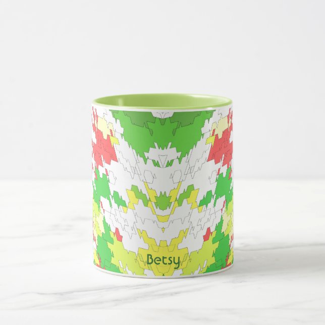 BETSY ~ White Grönt Red Gult CHRISTMAS Mugg (Center)