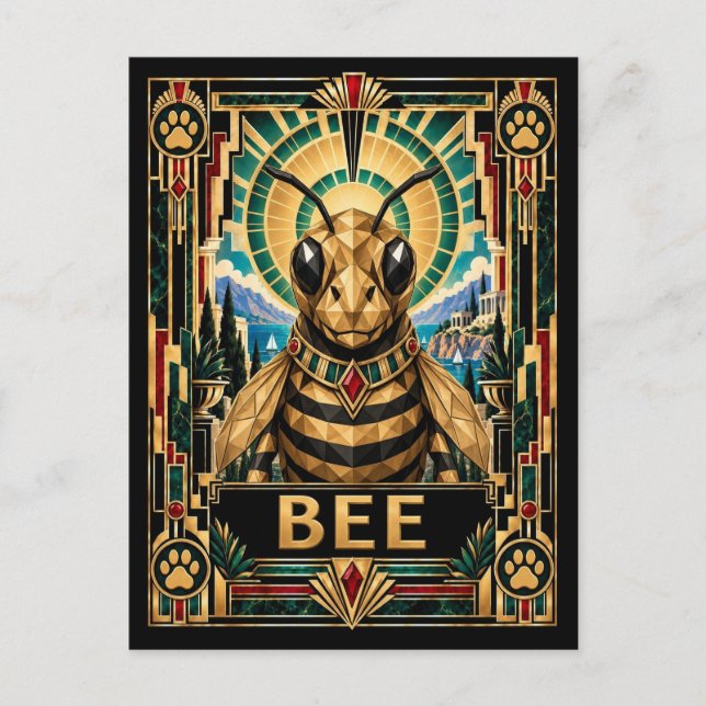 Bett, Art Deco Wildlife Vykort (Framsida)