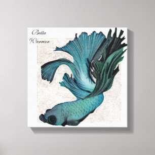Betta Fighing in Teal Grönt Blue Canvas Art