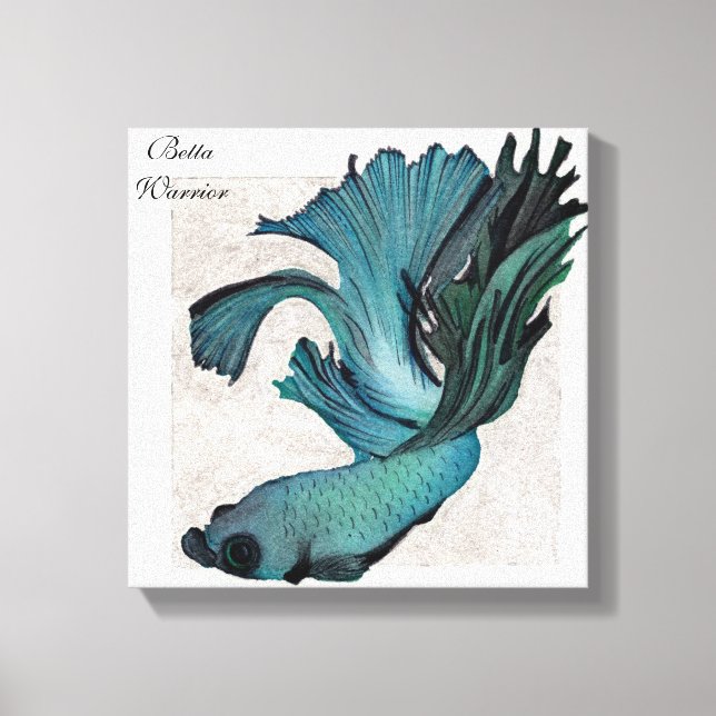 Betta Fighing in Teal Grönt Blue Canvas Art (Framsida)