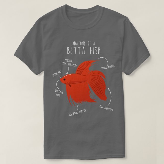 Betta Fish Anatomy T Shirt (Design framsida)