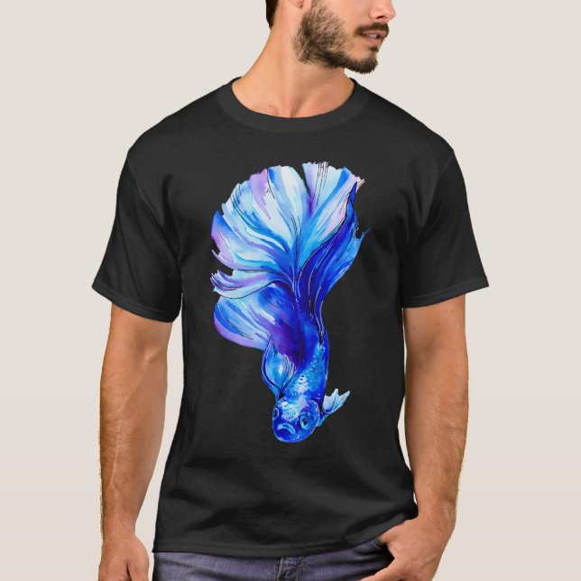 Betta Fish Blå, siamesisk kampfisk T Shirt (Framsida)