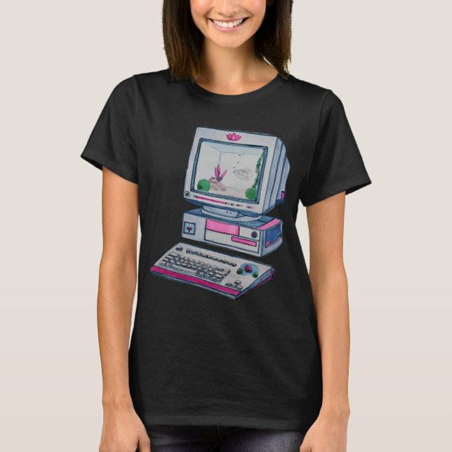 Betta Fish Blå Skrivbord T Shirt (Framsida)