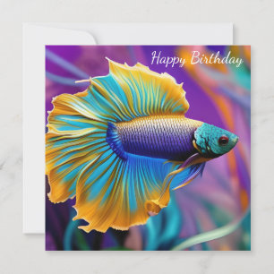 Betta Fish, Blue guld lila Birthday