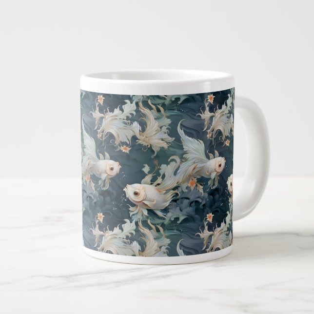 Betta Fish Blue White Jumbo Mugg (Framsida höger)