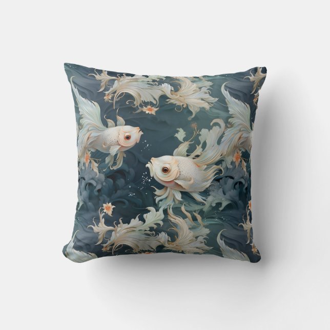 Betta Fish Blue White Kudde (Framsida)