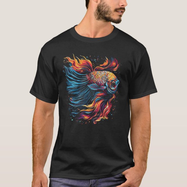 Betta Fish Coola Abstrakt Colorful T Shirt (Framsida)