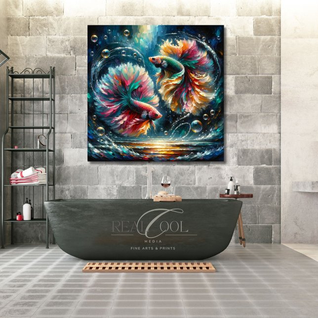 Betta Fish Dance i Deep Blue Ocean Bubbles Poster (Skapare uppladdad)