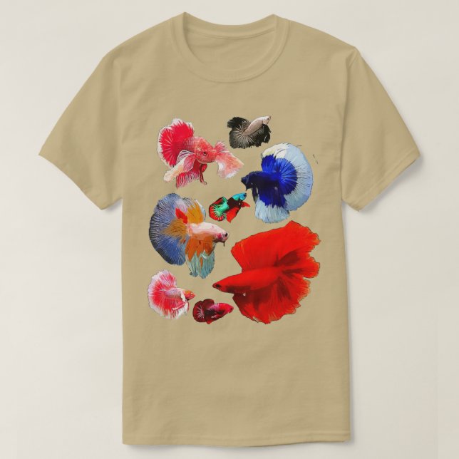 Betta Fish Färg Collage T Shirt (Design framsida)