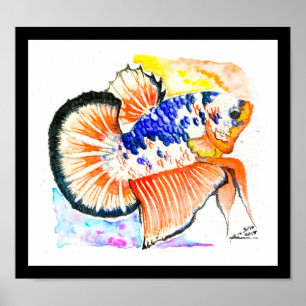Betta Fish Finare Candy Watercolor Art Poster