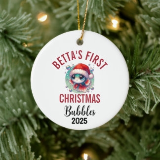 Betta Fish Första Julen 2025 Keramisk Ornament