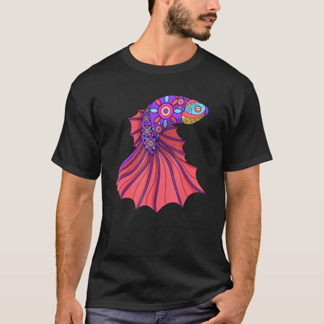 Betta Fish Mandala Siamese Fighting Fish Fans T Shirt (Framsida)