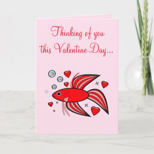 Betta Fish Red and Rosa Valentine Helgkort