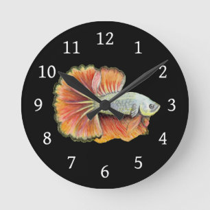 Betta Fish Round Clock Rund Klocka
