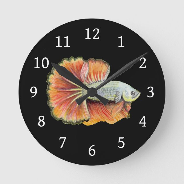 Betta Fish Round Clock Rund Klocka (Framsida)