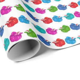 Betta Fish Santas Wrapping Paper Presentpapper
