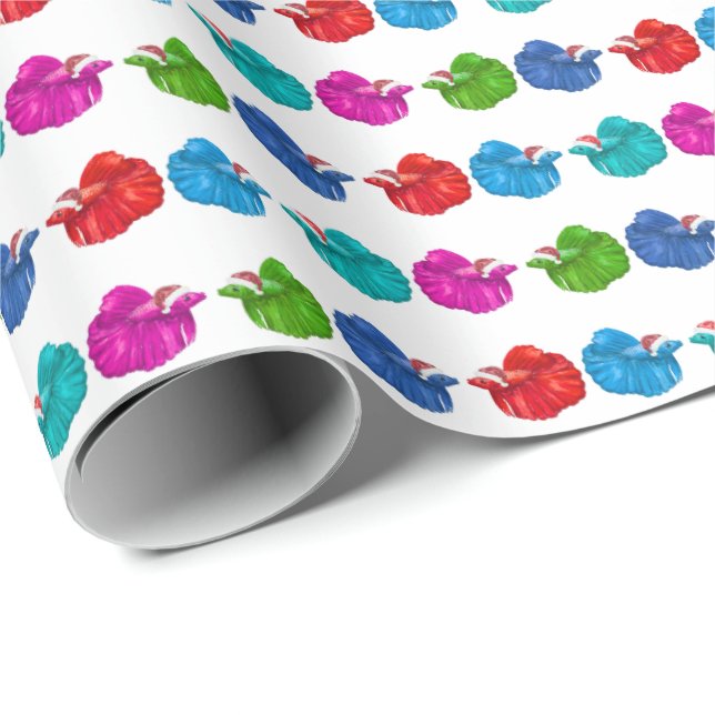 Betta Fish Santas Wrapping Paper Presentpapper (Rullad Hörn)