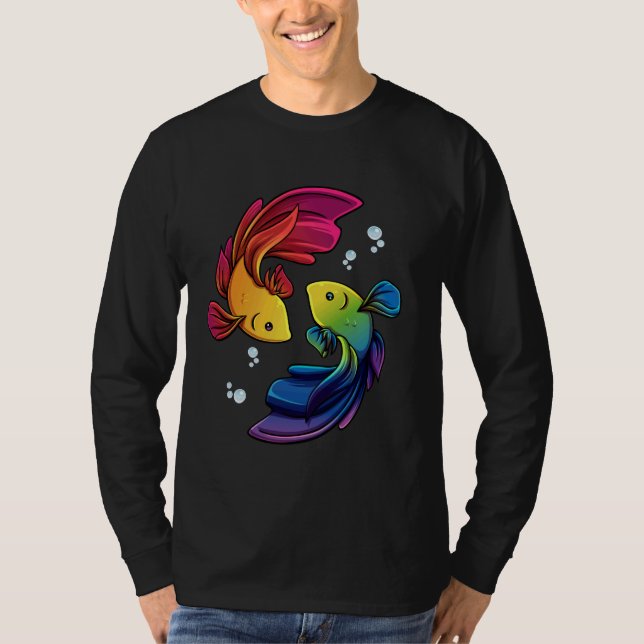 Betta Fish Shirt Rainbow Betta Siamese Fighting Fi T (Framsida)