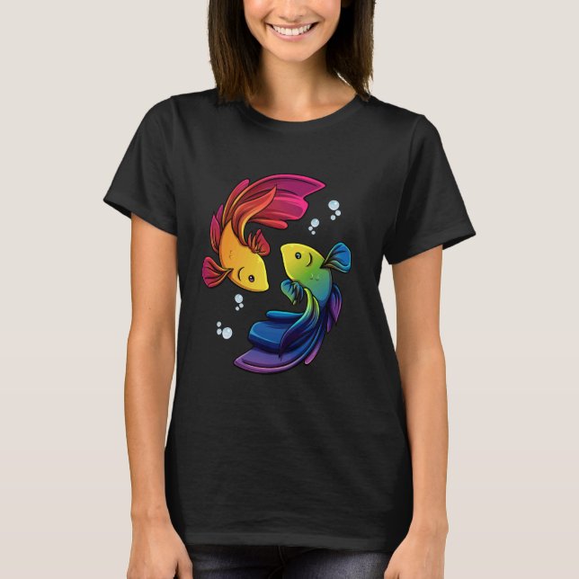 Betta Fish Shirt Rainbow Betta Siamese Fighting Fi T Shirt (Framsida)