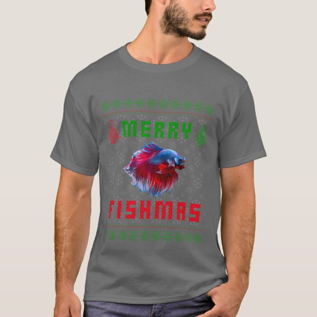 Betta Fish Siamese Fighting Fish Christmas Sweater T Shirt (Framsida)