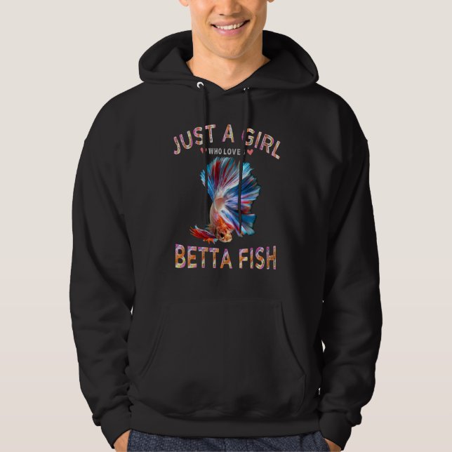Betta Fish Te för kvinnor, bara en flicka som Kärl Hoodie (Framsida)