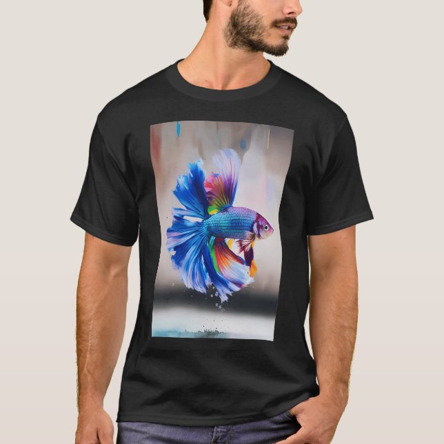 Betta Fish- Tropisk Fisk Pastellton Mattade Färger T Shirt (Framsida)