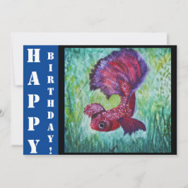 Betta fish watercolor contemporany art inbjudningar