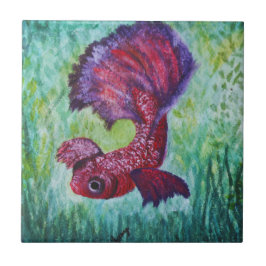 Betta fish watercolor contemporany art kakelplatta