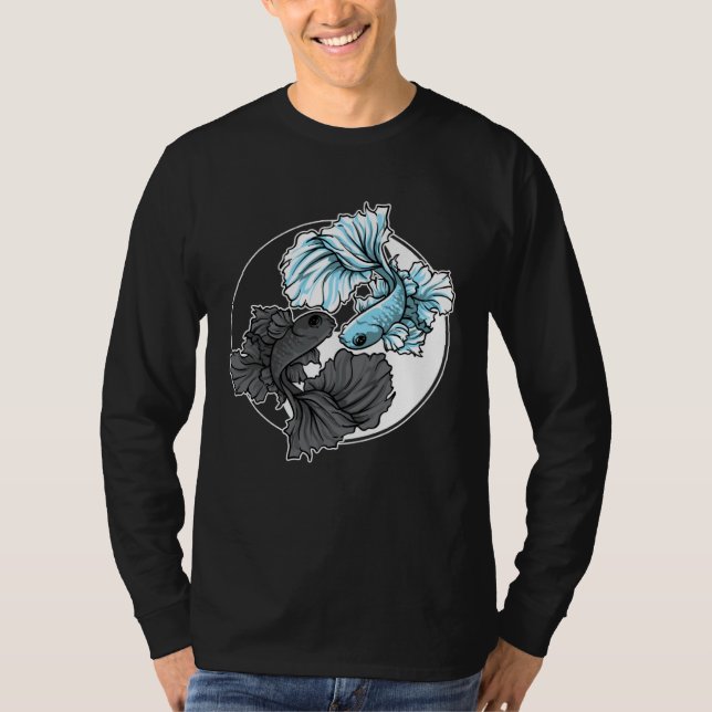 Betta Fish Yin Yang Aquarium Aquarist Fish Tank Ko T Shirt (Framsida)