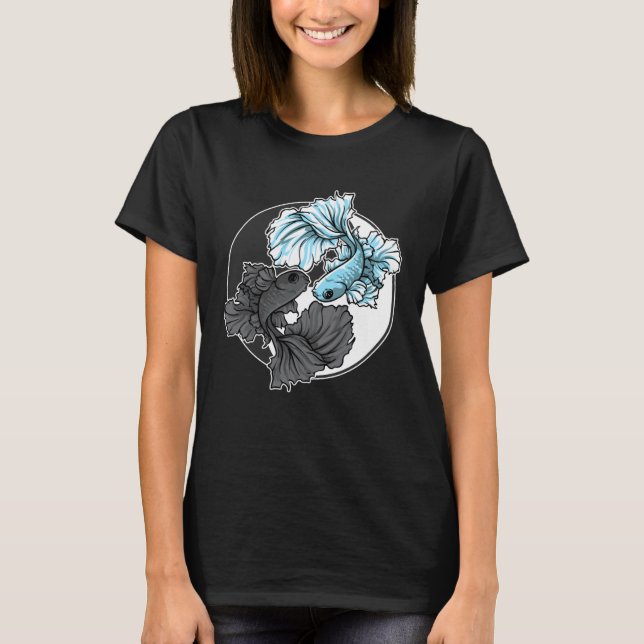 Betta Fish Yin Yang Aquarium Aquarist Fish Tank Ko T Shirt (Framsida)