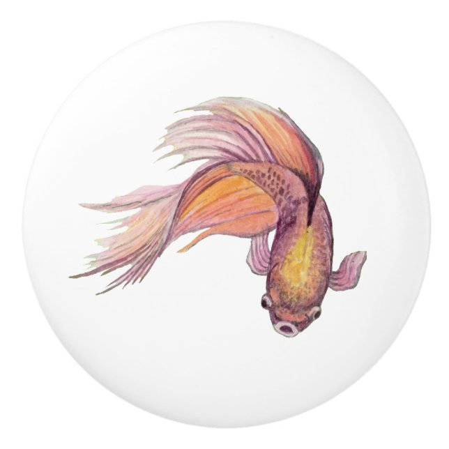 Betta Fisk Keramisk Knapp Knopp (Framsidan)