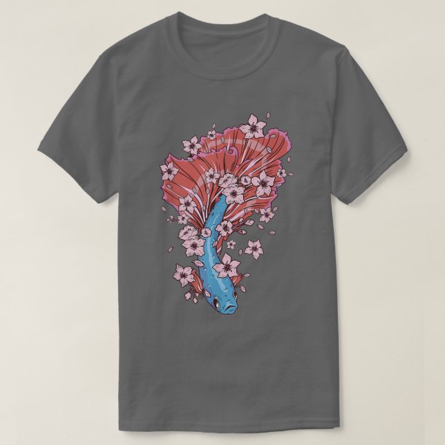 Betta-fisk med siamesisk stridfisk och Sakura14 T Shirt (Design framsida)