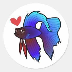 Betta Fisk / Siamesisk Kampfisk Kärlek Runt Klistermärke