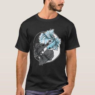 Betta Fisk Yin Yang Akvarium Akvarist Fisk Tank Ko T Shirt