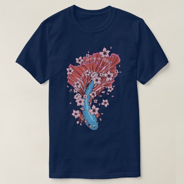 Betta fiskar med siamesisk stridfisk och Sakura T Shirt (Design framsida)