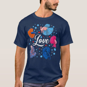 Betta Kärlek Fish Älskare Pet Mamma Siamese Fighti T Shirt