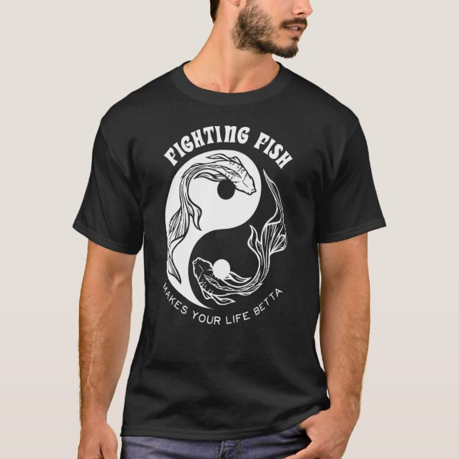 Betta Life Fighting Fish Tank Dekorationer  Akvari T Shirt (Framsida)