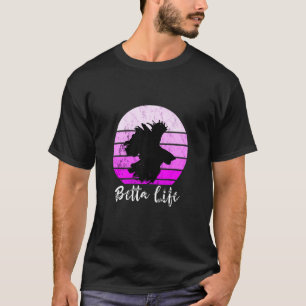Betta Life Siamese Fighting Fish Retro Sunset Sple T Shirt