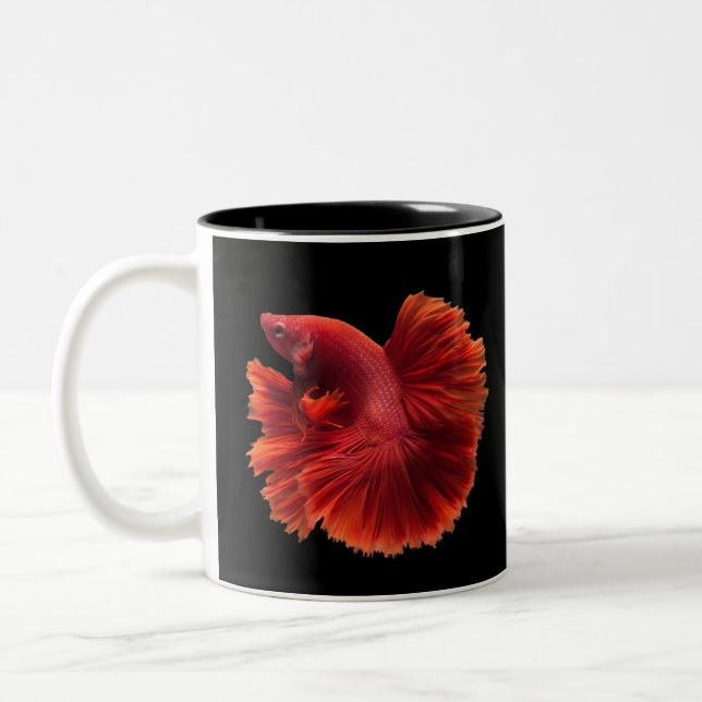 Betta Red Siamese Fighing Fish Två-Tonad Mugg (Vänster)