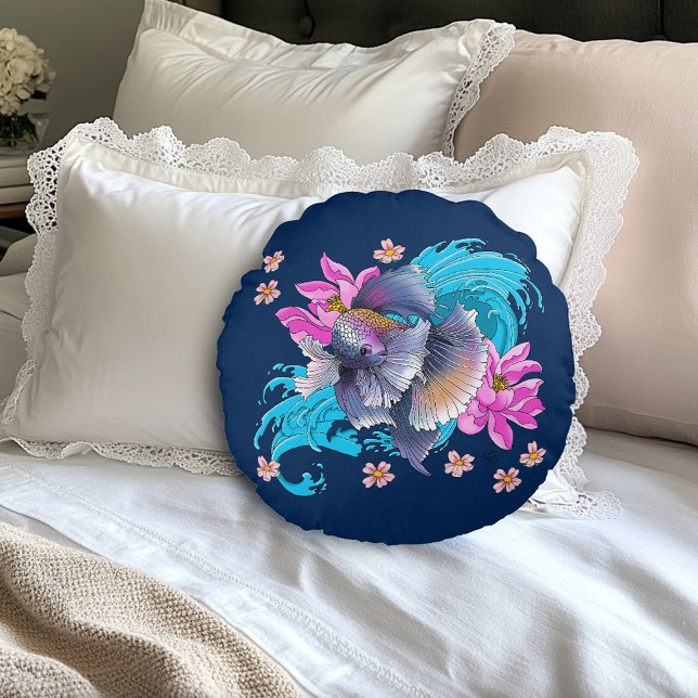 Betta siamesisk kampfisk rund kudde (Skapare uppladdad)