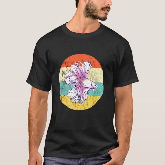 Betta Splendens Fish Siamese Fighting Retro S T Shirt (Framsida)